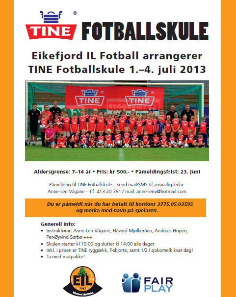 2013 Tine Fotballskule Eikefjorden Plakat